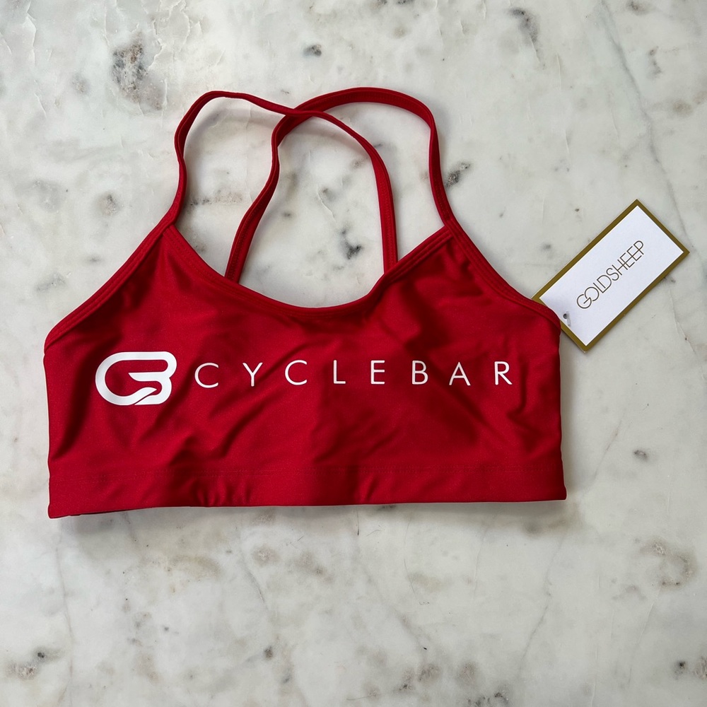 NEW WITH TAGS - CYCLEBAR RED gold sheep sports bra - size small